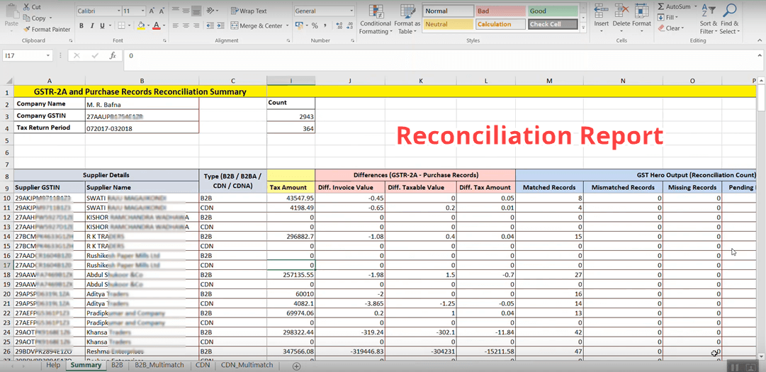 GSTR 2a reconciliation report