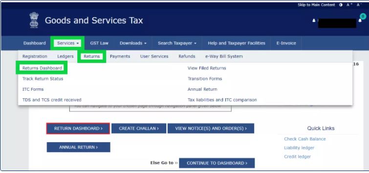 GST Services tab