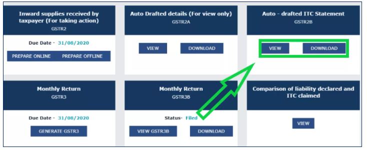 GSTR-2B download view button